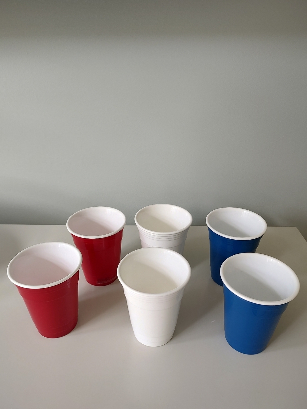Red White And Blue SOLO Style Plastic Reusable Party Drink Cups Set Of 6 NWOT
